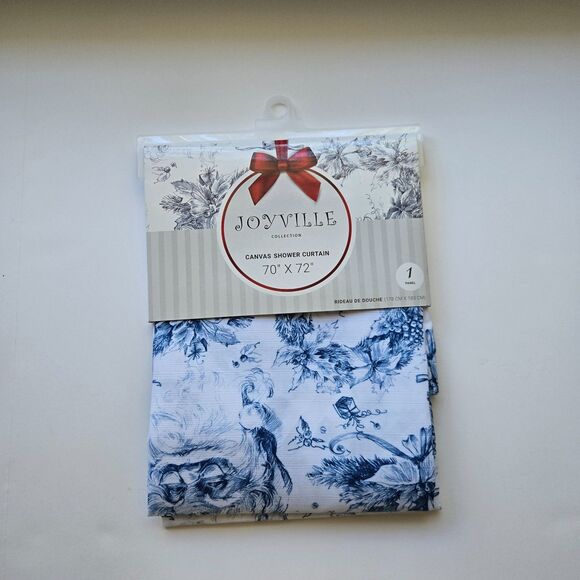 Christmas Santa Claus Shower Curtain 70 x 72 Winter Wreath Holiday - Picture 1 of 6